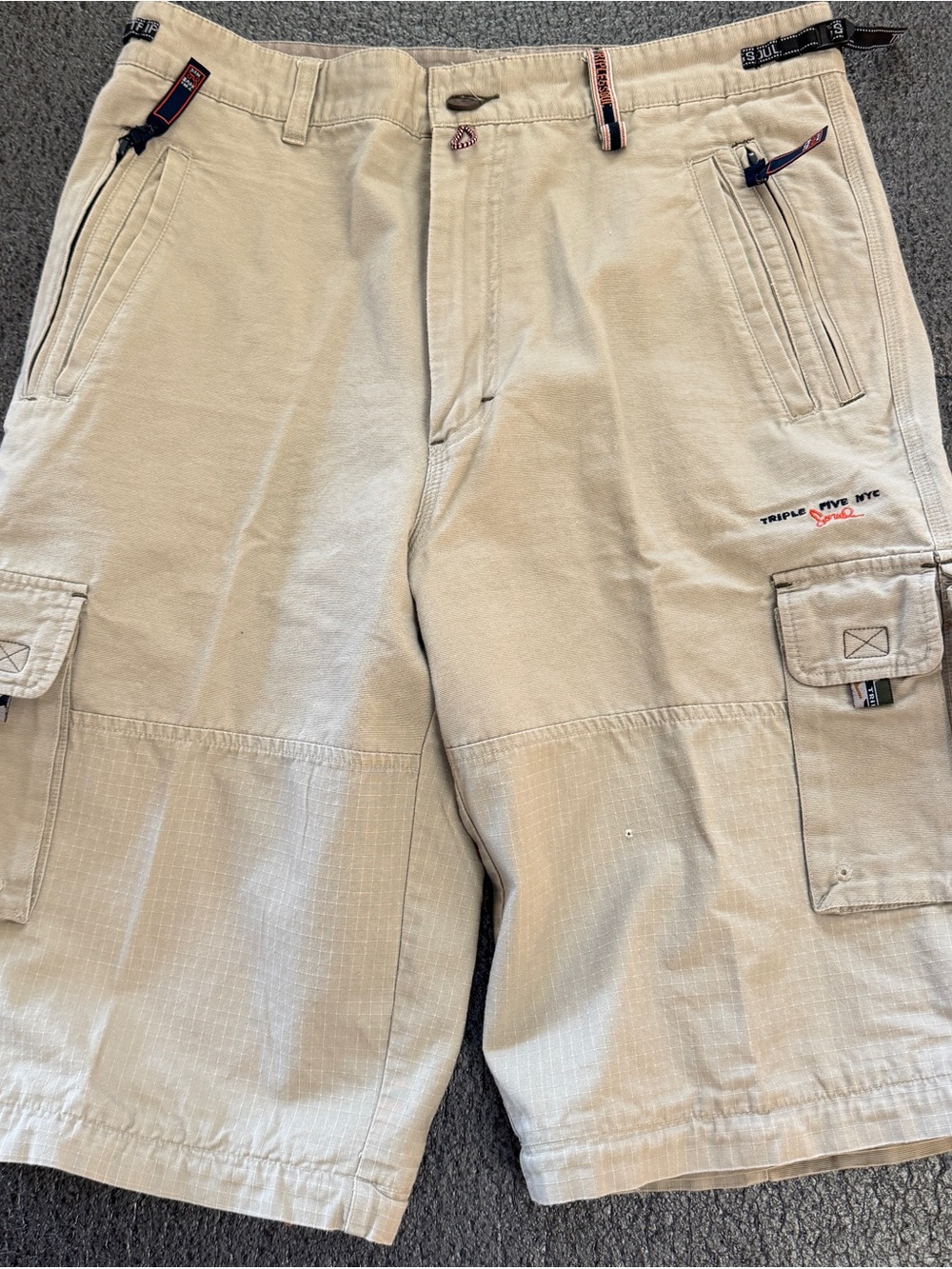 VTG Triple Five Soul NYC Baggy Cargo Shorts Khaki Y2K Ripstop Men’s 34